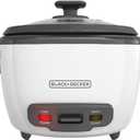 BLACK+DECKER 16-Cup Rice Cooker, 8-Cup Uncooked Rice, Steaming Basket, Removable Non-Stick Bowl, One Touch, Keep Warm