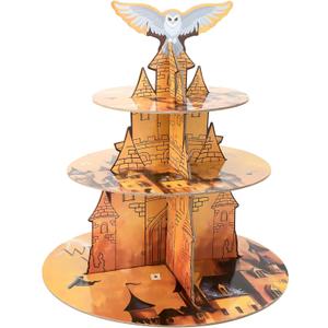 3-Tier Magical Cupcake Stand - Classic Style for Wizard, Birthday, Halloween, or School Party Supplies