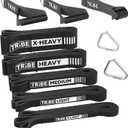Long Resistance Bands for Working Out Men and Women - Set of 5 Pull-Up Bands, Rubber Handles and Door Anchor - Workout Bands Resistance for Men - Exercise Bands Resistance Bands Set