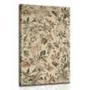 Framed Vintage Botanical Floral Wall Art Canvas Wrap Print Beige Wildflowers Picture Nature Style Poster for Living Room Bedroom or Gallery Wall Decor Painting Artwork Ready to Hang 16x24 Inch