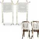 Just Married Wedding Chair Signs Set of 2, Sheer Lace Bride and Groom Chair Back Decor with Ribbon, Romantic Elegant Decor for Wedding Reception Ceremony Sweetheart Table