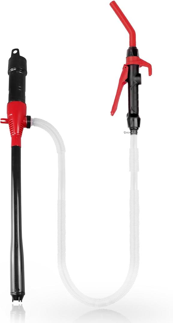 FUELIO Gas Transfer Pump Battery Powered - Fuel Transfer Pump with Nozzle - Battery Operated Gas Pump With 3 FT Long Hose 2.2 GPM Transfer Pump For Water Kerosene Gas Can