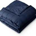 Bare Home Weighted Blanket Queen Size 22lb (60" x 80") for Adults - All-Natural 100% Cotton - Premium Heavy Blanket Nontoxic Glass Beads (Dark Blue, 60"x80")