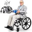 22" Self-Propelled Shower Wheelchair, 300LBs Heavy Duty Aluminum Shower Commode Chair with Flip-Up Armrests, Rolling Transfer Chair & Bathroom Mobility Aid for Seniors & Limited Mobility