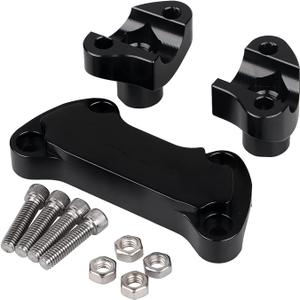 Chrome/Black 1 1/2" Handlebar Risers W/1" Handlebar Top Clamp for Harley 1" Bar Dyna Softail Sportster XL 883 1200