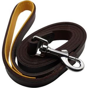 Leather Dog Leash - Great for Training - All Leather Lead- Dog Walking for Life (Brown)