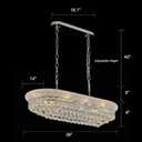Rectangular Crystal Chandeliers for Dining Room,10 Lights Adjustable Height Oval Crystal Ceiling Light Fixture for Kitchen Island, Chrome Finish, L36'', 36" L x 14" W x 9" H