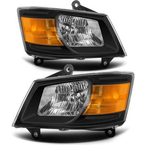 Headlight Assembly Compatible with 2008-2010 Dodge Grand Caravan 08 09 10 Grand Caravan Headlamp Replacement Driver and Passenger Side (Black Housing Amber Reflector)