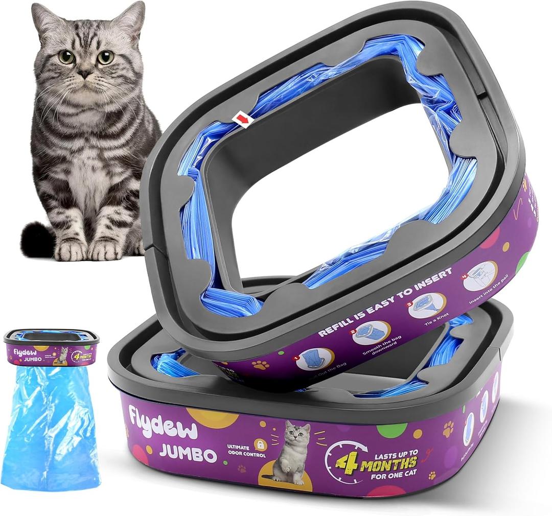 Cat Litter Refill Bags for Cat Genie Standard, Plus, XL+ Pail Refills, 2-Pack Jumbo Genie Refill Cartridge, Lasts Up to 8 Months, EVOH Odor Control, Pet Genie Refill