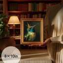 Vintage Gold Framed Wall Art Hummingbird Canvas Art Prints Whimsical Bird Pictures Wall Decor Boho Painting Artwork for Living Room Bedroom Bathroom Hummingbird, Framed, 8x10in Gold Framed