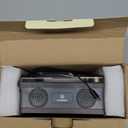 CD Player with Built-in Speakers Bluetooth Retro Portable CD Players for Home Music Player with Remote Control Headphone Jack Walnut Brown