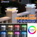 APONUO 12 Pack Solar Post Cap Lights Color Changing - 8 Solid Colors & Flowing Multicolor, IP65 Waterproof for 4x4 Wood/Vinyl Posts, Auto On/Off Deck Fence Patio Garden Lighting, White