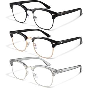 racico Blue Light Glasses for Men & Women - Mixed Material + Metal Frames with UV Protection Coating (A2 All Black/Bright Black/Grey)