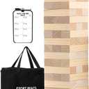 Outdoor Games Giant Tower Stacking Game Stack to 5 Ft Tall Includes 54 Blocks Carry Bag and Scoreboard - for Backyard,Beach,Lawn,Tailgates (Natural)