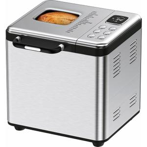 OSIPOTO Bread Maker, 2LB Stainless Steel Bread Machine, 17-in-1 Automatic Settings, Non-Stick Pan, Beginner-Friendly Controls, Easy to Clean, Low Noise, High Success Rate for Homemade Bread
