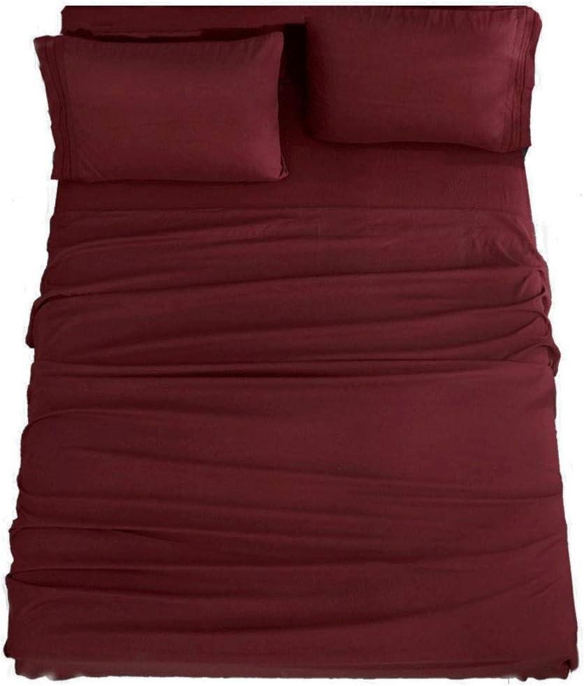 SONORO KATE Bed Sheet Set Super Soft Microfiber 1800 Thread Count Luxury Egyptian Sheets 16-Inch Deep PocketWrinkle and Hypoallergenic-4 Piece (Burgundy, Queen)