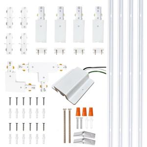White Full Accessories and Rails Kit for H Type Track Lighting Systems, 4-Pack & 13FT