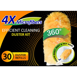 30 Count Heavy Duty Duster Refills for Swiffer, Multisurface 360° Larger Size Dusters with 4X Microfibers, Unscented Disposable Dusters for Cleaning Home, Blinds, Fans, Corners (Only Duster