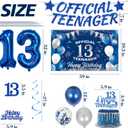 13th Birthday Decorations Balloons Boys - 25 Pcs Navy Blue Balloon Banner Number 13 Hanging Swirls Backdrop Cloth Cake Topper Official Teenager Party Supplies For 13 Year Old Boy Birthday Party