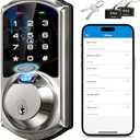 Veise VE07 Fingerprint Smart Door Lock, 7-in-1 Keyless Entry Deadbolt with App Control, Electronic Digital Touchscreen Keypad, Biometric Smart Locks for Front Door, Auto Lock, Satin Nickel