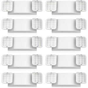 FREELICHT 10 Pack LED Emergency Lights for Business, with Battery Backup, Two Head Adjustable LED Emergency Square Lighting, UL 924 Certified