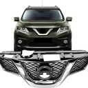 Front Bumper Upper Grille Compatible with 2014 2015 2016 Nissan Rogue Chrome & Black Honeycomb Mesh ABS Radiator Grill Replacement Part Grille