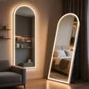 71" x 26" Arched Full Length Mirror with LED Lights, Floor Mirror with Stand, Wall Mirror Full Length, Body Floor Mirror, Wall Mounted Mirror for Bedroom, Dimmable, Tempered Glass