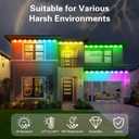 32ft Multicolor RGB LED Eaves Lights, 25 LED, Smart App & Remote Control, IP67 Waterproof, Permanent Outdoor Lights for Garden, Holiday, Christmas