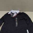 Tommy Hilfiger Womens Long Sleeve Button Up Collared Twofer Sweater (X-Small, Sky Captain Multi)