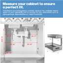 2 Pack 19IN Depth Under Sink Storage Organizer, Large 2-Tier Elegant Mesh Pull Out Shelf for Kitchen and Bathroom Cabinet Organization, L-Shaped and Adjustable Height Design-Gun Gray