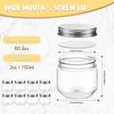Tanlade 60 Pcs 3 oz Clear Plastic Jars with Lids Wide Mouth Mason Jars Mini Storage Containers Bulk for Herb Jelly Wedding Valentine Favors Shower Party Favors(Silver)