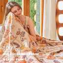 VANJOROY Boho Throw Blanket 60" x 80", 100% Organic Cotton Breathable Skin-Friendly Ultra Soft Bed Quilt Throw - Floral Rustic Decor Luxury Reversible Blanket for Sofa Couch Chair and Gift,