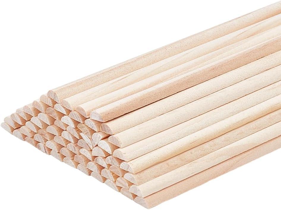 OLYCRAFT 50Pcs 13.8 Inch Wooden Dowel Rods Half Round Split Wood Dowels Sticks Unfinished Wooden Rods Half Round Strips Arch Dowel Rods for DIY Crafts Braiding Tapestry Home Decor