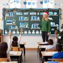 160Pcs Winter Bulletin Board Decorations Set, Bookshelf Penguin Paper Cutouts Chill Out with a Book Bulletin Board Border Trim Reading Theme Winter Classroom Chalkboard Supplies Wall Door Decor