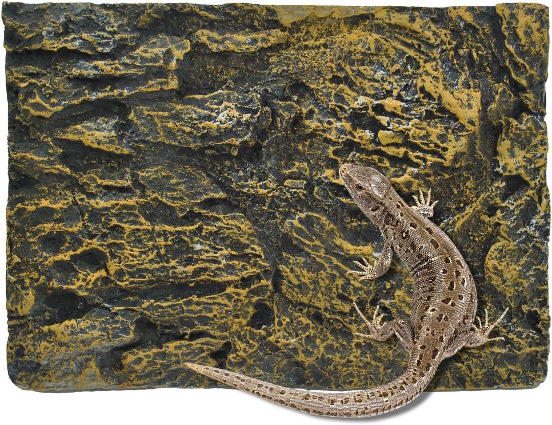 Reptile Tank Background Board Rock Terrarium Cork Background Board 3D Wall Backdrop Aquarium DCor Backgrounds Amphibian Habitat Decoration for Lizards Leopard Gecko Bearded Dragons Turtle (Yellow)