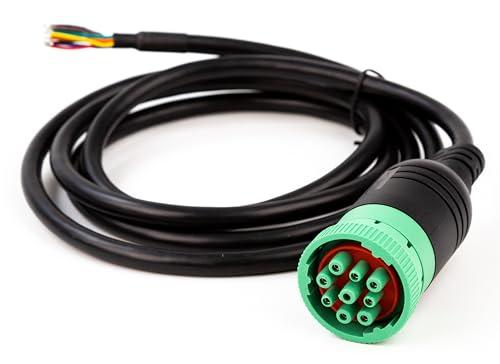 Green Type 2 J1939 Male to Open Pigtail 9pin Cable Truck Diagnostic Scanner Cable