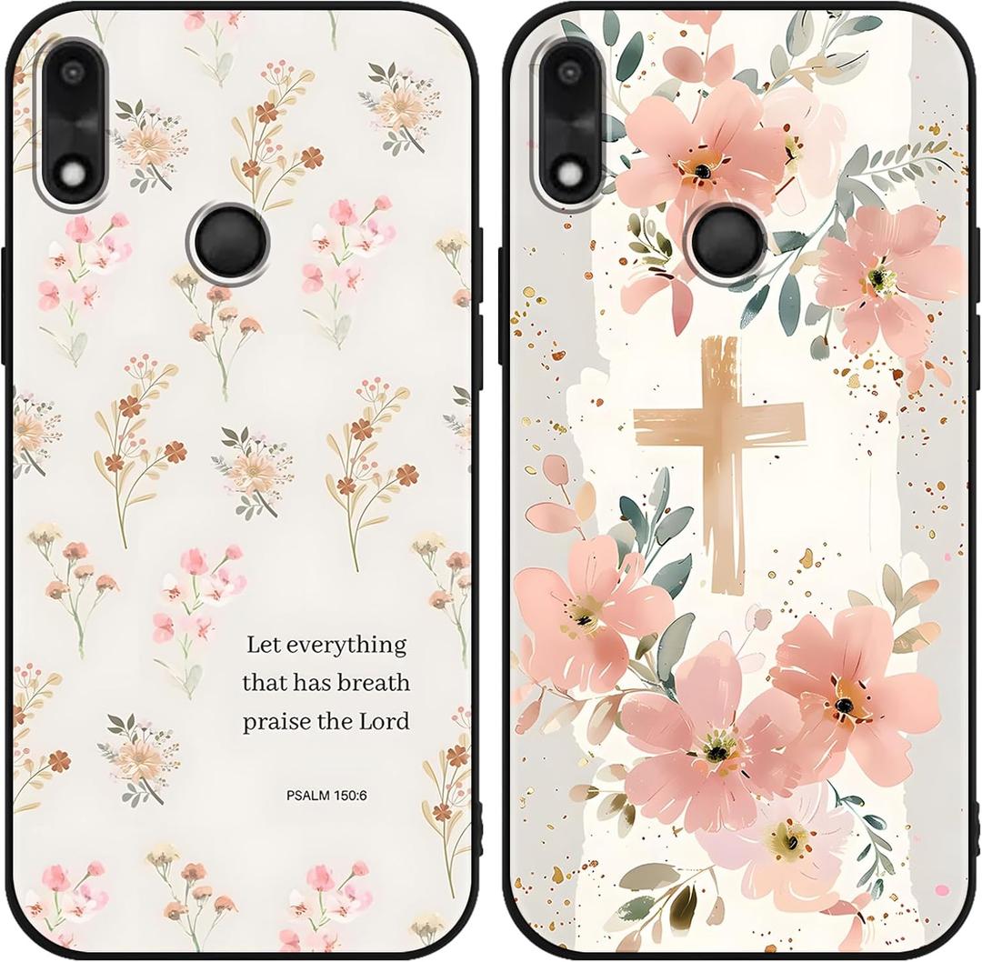 2 Pack Cartoon Floral Phone Case for Gabb Phone 4 6.1",Cute Kawaii Flower Collage Pattern Cases Aesthetic Design,Black TPU Bumper Protective Cover for Girls Women
