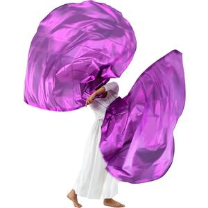 Wuchieal 55" Set of 2 pieces Praise Dance Worship Flags with Flexible Rods Semicircle Worship Angel Wing Flag for Dance Church Metallic Purple