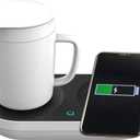 Coffee Mug Warmer Drink Cooler with Fast Wireless Charger, Warming Cooling and Charging All in 1 for Home Office Desk Use