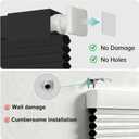 No Drill No Tools Blackout Cellular Shades,Cordless Blinds for Indoor Windows,Room Darkening Window Shades Honeycomb Blinds for Bedroom,Office,Home,Black(Blackout),38" w x 64" h