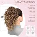 Claw Clip Ponytail Extension - 12 Inch Clip in Ponytail, Curly Pony Tails Hair Extensions, Synthetic Hair Extensions Ponytail, Clip On Ponytails for Women (Color: Light Brown with Blonde Ends)