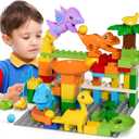 burgkidz Marble Run Building Blocks Dino Toys: STEM Ball Race Track for Boys & Girls with Functional Dinosaur Building Blocks, Marbles Maze Game Toy Set for Kids Ages 3 4-8