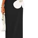 ZESICA Womens Summer Cocktail Strapless Maxi Dress 2026 Formal Bodycon Backless Floral Tube Wedding Guest Party Long Dresses (Black, M)