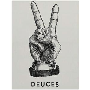 Funny Canvas Bathroom Wall Art Decor Toilet Gestures Deuces Picture Prints Painting for Washroom Unframed 12x16inch(30x40cm) Unframed