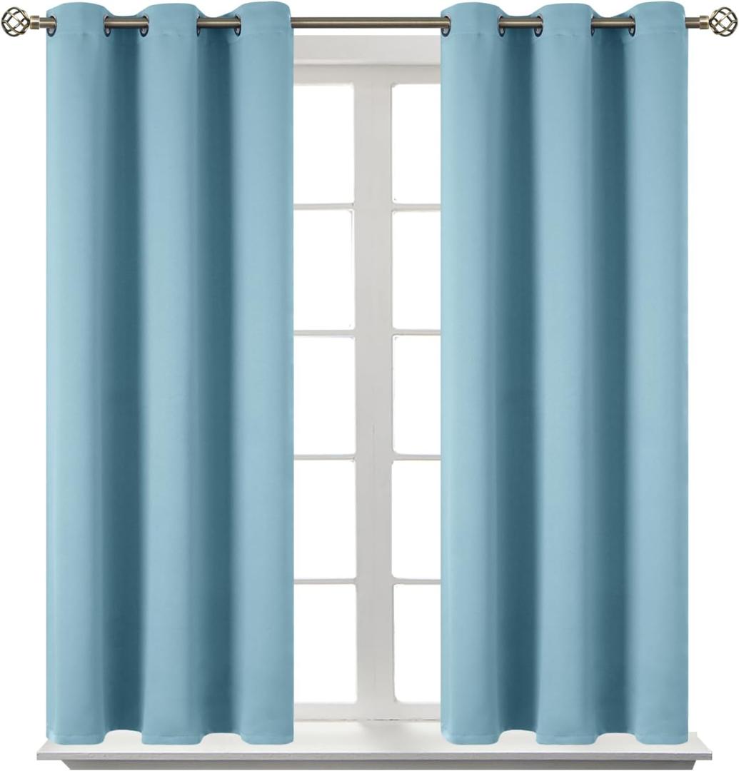 BGment Room Darkening Curtains 45 Inches Long - Grommet Thermal Insulated Drapes Window Treatment Curtains for Bedroom, 2 Panels, 38 x 45 Inch, Greyish Blue