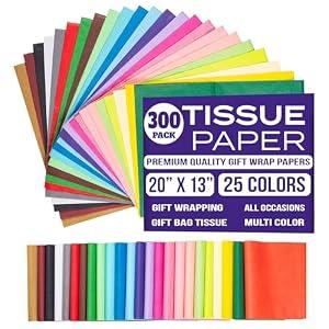 Purple Papers Multicolor Assorted Gift Tissue | 20x13 Inches Pack of 300 Sheets| Small and Medium Sizes for Holiday, Wrapping and Gifting Tissue Paper Needs