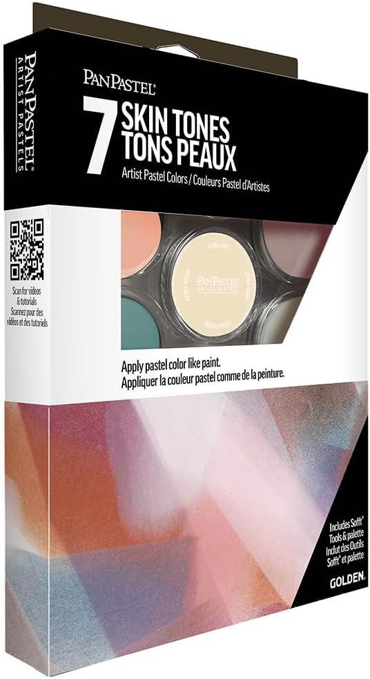 PanPastel Artist Pastels by GOLDEN, Skin Tones Set, 7 Color, Professional Artist Pastels, Unique Pan Format (cake-like)
