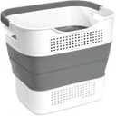 GREATLINK Foldable Laundry Basket Collapsible Laundry Hamper, Laundry Basket Dorm with Handles, Clothes Hamper & Laundry Bin, Pop Up Storage Container/Organizer, Plastic Hamper/Basket, Grey