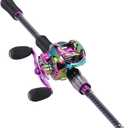 Sougayilang Baitcasting Fishing Combos, Carbon&Glass Fiber Composite 2 Piece Fishing Rods with Casting Reel- 6'0"