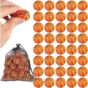 Civaner 40 Pcs Mini Basketball Tiny Rubber Basketballs Small Foam Ball with Drawstring Mesh Bag Crafts Gifts for Kids Adults Party Favors Beach Pool Sports Game(1.18 Inch)